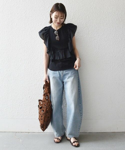 SHIPS / シップス Tシャツ | 《予約》SHIPS any:〈洗濯機可能〉フリル コンビ ノースリーブ TEE | 詳細11