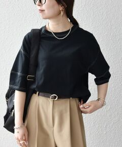 SHIPS / シップス Tシャツ | 《予約》SHIPS any:〈抗菌防臭/洗濯機可能〉USAコットン 配色 ステッチ ワイド TEE