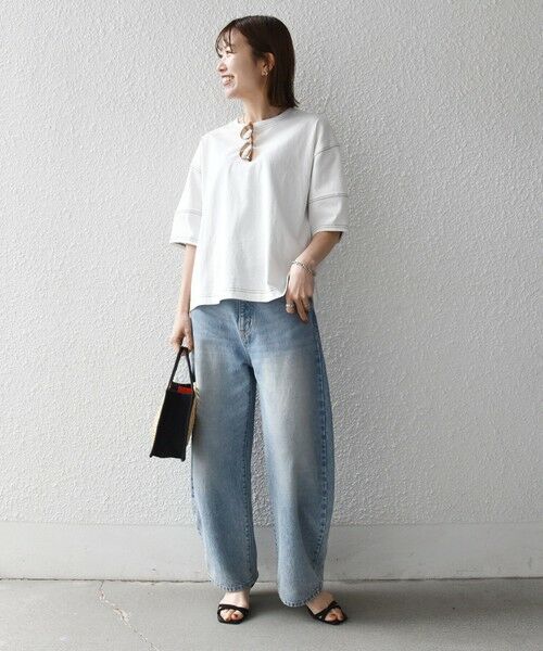 SHIPS / シップス Tシャツ | 《予約》SHIPS any:〈抗菌防臭/洗濯機可能〉USAコットン 配色 ステッチ ワイド TEE | 詳細1