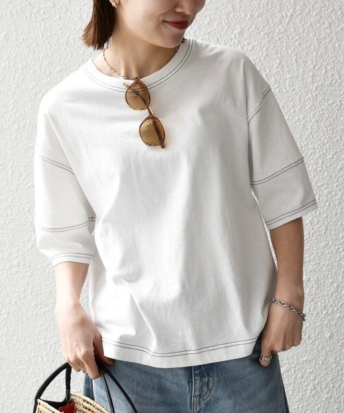 SHIPS / シップス Tシャツ | 《予約》SHIPS any:〈抗菌防臭/洗濯機可能〉USAコットン 配色 ステッチ ワイド TEE | 詳細3
