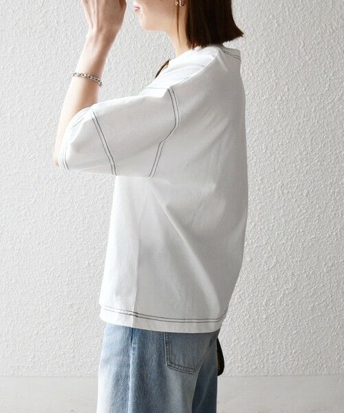 SHIPS / シップス Tシャツ | 《予約》SHIPS any:〈抗菌防臭/洗濯機可能〉USAコットン 配色 ステッチ ワイド TEE | 詳細6