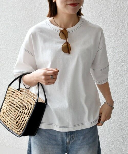 SHIPS / シップス Tシャツ | 《予約》SHIPS any:〈抗菌防臭/洗濯機可能〉USAコットン 配色 ステッチ ワイド TEE | 詳細7