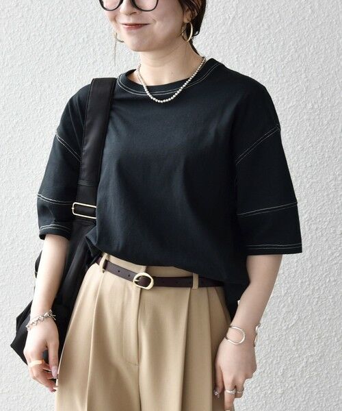 SHIPS / シップス Tシャツ | 《予約》SHIPS any:〈抗菌防臭/洗濯機可能〉USAコットン 配色 ステッチ ワイド TEE | 詳細15