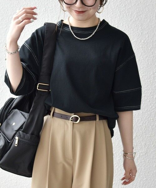 SHIPS / シップス Tシャツ | 《予約》SHIPS any:〈抗菌防臭/洗濯機可能〉USAコットン 配色 ステッチ ワイド TEE | 詳細16