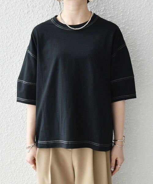SHIPS / シップス Tシャツ | 《予約》SHIPS any:〈抗菌防臭/洗濯機可能〉USAコットン 配色 ステッチ ワイド TEE | 詳細23