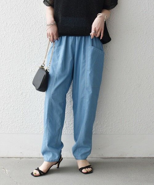 SHIPS / シップス その他パンツ | 《予約》SHIPS any:〈洗濯機可能〉シャンブレー デニム ポケット テーパード パンツ(ライトブルー)