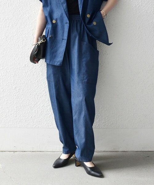 SHIPS / シップス その他パンツ | 《予約》SHIPS any:〈洗濯機可能〉シャンブレー デニム ポケット テーパード パンツ | 詳細15