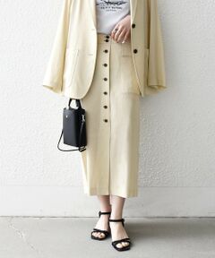 SHIPS / シップス ミニ・ひざ丈スカート | 《予約》SHIPS any:〈洗濯機可能〉リネンミックス ボタン デザイン タイト スカート