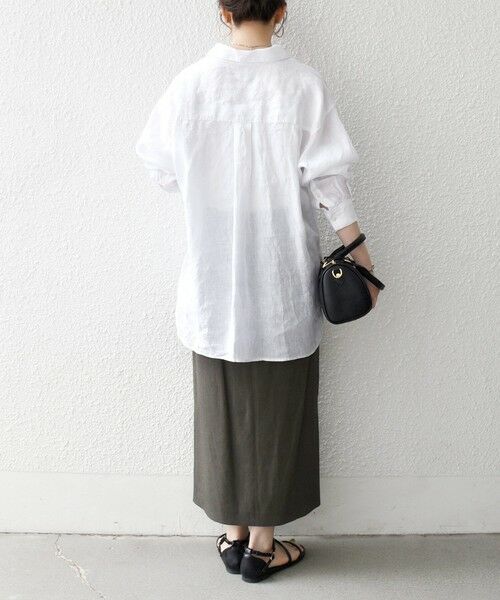 SHIPS / シップス ミニ・ひざ丈スカート | 《予約》SHIPS any:〈洗濯機可能〉リネンミックス ボタン デザイン タイト スカート | 詳細2