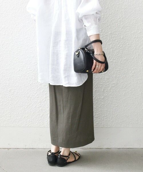 SHIPS / シップス ミニ・ひざ丈スカート | 《予約》SHIPS any:〈洗濯機可能〉リネンミックス ボタン デザイン タイト スカート | 詳細5