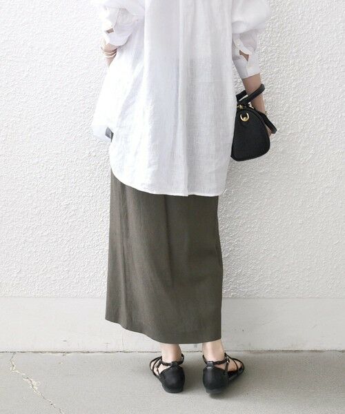 SHIPS / シップス ミニ・ひざ丈スカート | 《予約》SHIPS any:〈洗濯機可能〉リネンミックス ボタン デザイン タイト スカート | 詳細6