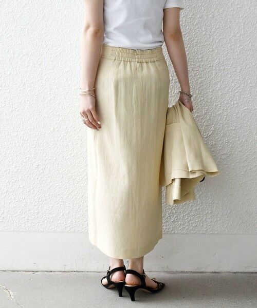 SHIPS / シップス ミニ・ひざ丈スカート | 《予約》SHIPS any:〈洗濯機可能〉リネンミックス ボタン デザイン タイト スカート | 詳細20