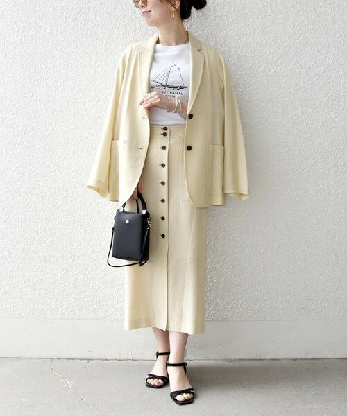 SHIPS / シップス ミニ・ひざ丈スカート | 《予約》SHIPS any:〈洗濯機可能〉リネンミックス ボタン デザイン タイト スカート | 詳細15