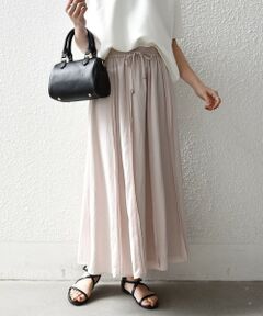 SHIPS / シップス ロング・マキシ丈スカート | 《予約》SHIPS any:〈洗濯機可能〉ツイル アウト シーム イージー ギャザー スカート