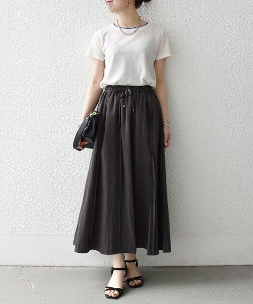 SHIPS / シップス ロング・マキシ丈スカート | 《予約》SHIPS any:〈洗濯機可能〉ツイル アウト シーム イージー ギャザー スカート | 詳細1