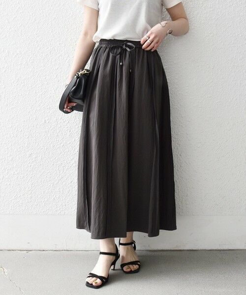 SHIPS / シップス ロング・マキシ丈スカート | 《予約》SHIPS any:〈洗濯機可能〉ツイル アウト シーム イージー ギャザー スカート | 詳細3