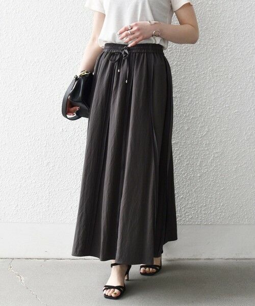 SHIPS / シップス ロング・マキシ丈スカート | 《予約》SHIPS any:〈洗濯機可能〉ツイル アウト シーム イージー ギャザー スカート | 詳細4