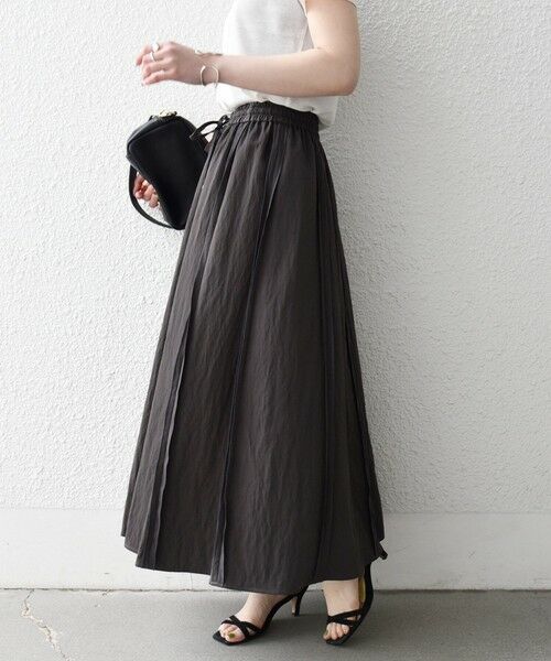 SHIPS / シップス ロング・マキシ丈スカート | 《予約》SHIPS any:〈洗濯機可能〉ツイル アウト シーム イージー ギャザー スカート | 詳細5