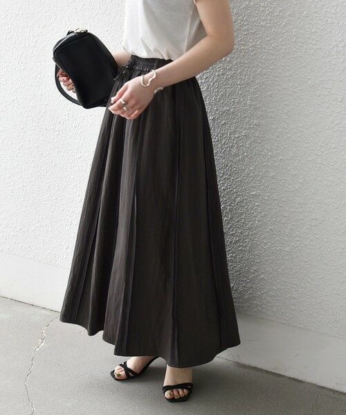SHIPS / シップス ロング・マキシ丈スカート | 《予約》SHIPS any:〈洗濯機可能〉ツイル アウト シーム イージー ギャザー スカート | 詳細8