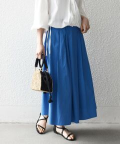 SHIPS / シップス ロング・マキシ丈スカート | 《予約》SHIPS any:〈洗濯機可能〉コットンミックス タイプライター フレア タック スカート