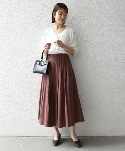 SHIPS / シップス ロング・マキシ丈スカート | 《予約》SHIPS any:〈洗濯機可能〉コットンミックス タイプライター フレア タック スカート | 詳細1