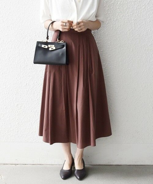 SHIPS / シップス ロング・マキシ丈スカート | 《予約》SHIPS any:〈洗濯機可能〉コットンミックス タイプライター フレア タック スカート | 詳細3