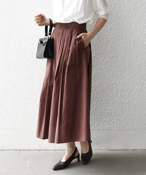 SHIPS / シップス ロング・マキシ丈スカート | 《予約》SHIPS any:〈洗濯機可能〉コットンミックス タイプライター フレア タック スカート | 詳細5