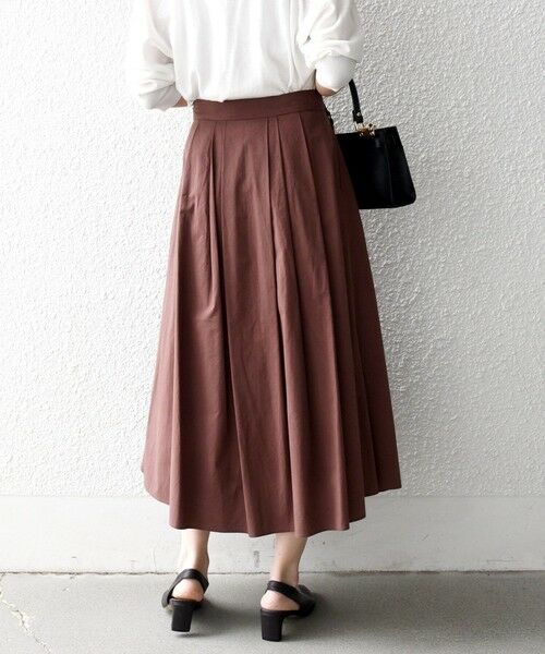 SHIPS / シップス ロング・マキシ丈スカート | 《予約》SHIPS any:〈洗濯機可能〉コットンミックス タイプライター フレア タック スカート | 詳細6