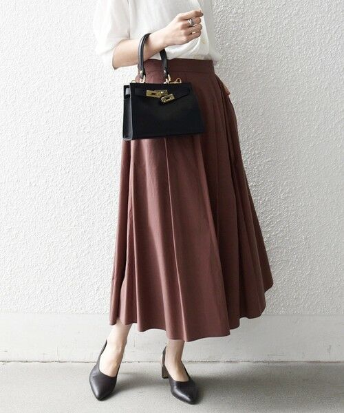 SHIPS / シップス ロング・マキシ丈スカート | 《予約》SHIPS any:〈洗濯機可能〉コットンミックス タイプライター フレア タック スカート | 詳細7