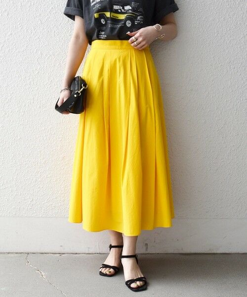 SHIPS / シップス ロング・マキシ丈スカート | 《予約》SHIPS any:〈洗濯機可能〉コットンミックス タイプライター フレア タック スカート | 詳細19