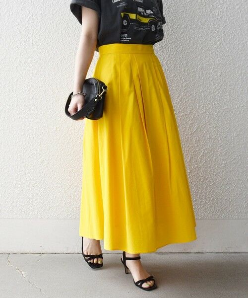 SHIPS / シップス ロング・マキシ丈スカート | 《予約》SHIPS any:〈洗濯機可能〉コットンミックス タイプライター フレア タック スカート | 詳細20