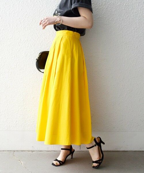 SHIPS / シップス ロング・マキシ丈スカート | 《予約》SHIPS any:〈洗濯機可能〉コットンミックス タイプライター フレア タック スカート | 詳細18