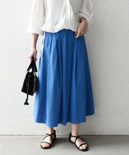 SHIPS / シップス ロング・マキシ丈スカート | 《予約》SHIPS any:〈洗濯機可能〉コットンミックス タイプライター フレア タック スカート | 詳細27