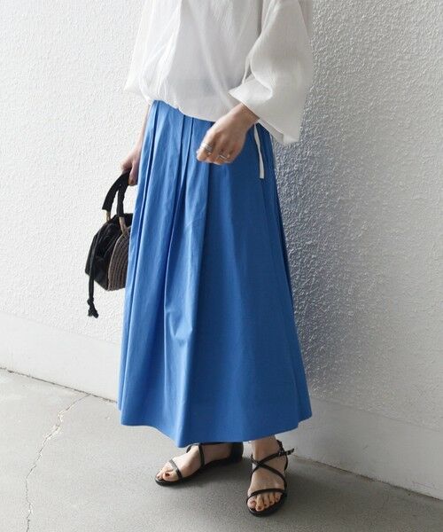 SHIPS / シップス ロング・マキシ丈スカート | 《予約》SHIPS any:〈洗濯機可能〉コットンミックス タイプライター フレア タック スカート | 詳細30