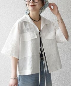 SHIPS / シップス シャツ・ブラウス | 《予約》SHIPS any:〈手洗い可能〉サッカー リボン 開襟シャツ 羽織り