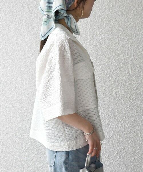 SHIPS / シップス シャツ・ブラウス | 《予約》SHIPS any:〈手洗い可能〉サッカー リボン 開襟シャツ 羽織り | 詳細5