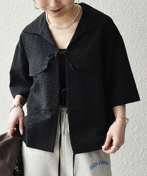 SHIPS / シップス シャツ・ブラウス | 《予約》SHIPS any:〈手洗い可能〉サッカー リボン 開襟シャツ 羽織り | 詳細18