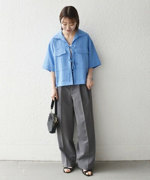 SHIPS / シップス シャツ・ブラウス | 《予約》SHIPS any:〈手洗い可能〉サッカー リボン 開襟シャツ 羽織り | 詳細21