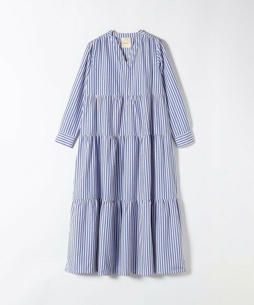 SHIPS / シップス ロング・マキシ丈ワンピース | The Bagmati:〈手洗い可能〉ギャザー ストライプ ワンピース（ブルー）