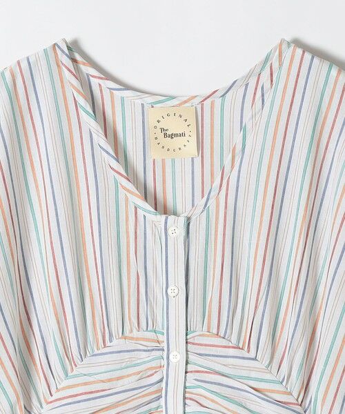 SHIPS / シップス ロング・マキシ丈ワンピース | The Bagmati:〈手洗い可能〉ウエスト ギャザー マルチ ストライプ ワンピース | 詳細4