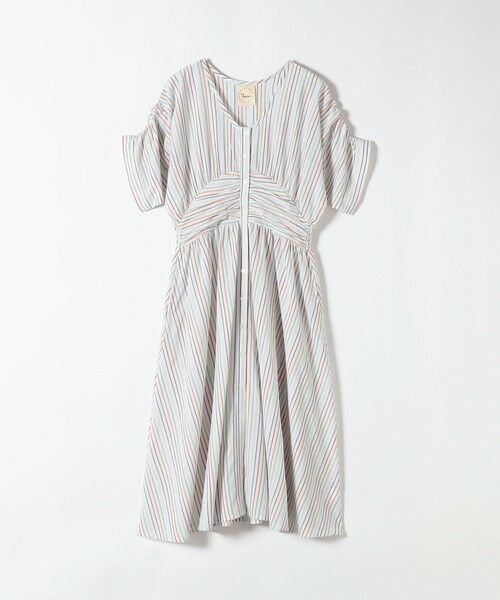 SHIPS / シップス ロング・マキシ丈ワンピース | The Bagmati:〈手洗い可能〉ウエスト ギャザー マルチ ストライプ ワンピース（ピンク）