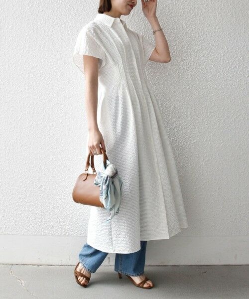 SHIPS / シップス ロング・マキシ丈ワンピース | 《予約》SHIPS any:〈手洗い可能〉サッカー フレンチ スリーブ シャツ ワンピース | 詳細2