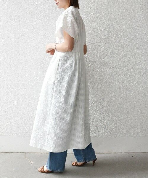 SHIPS / シップス ロング・マキシ丈ワンピース | 《予約》SHIPS any:〈手洗い可能〉サッカー フレンチ スリーブ シャツ ワンピース | 詳細4