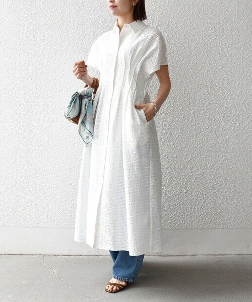 SHIPS / シップス ロング・マキシ丈ワンピース | 《予約》SHIPS any:〈手洗い可能〉サッカー フレンチ スリーブ シャツ ワンピース | 詳細5