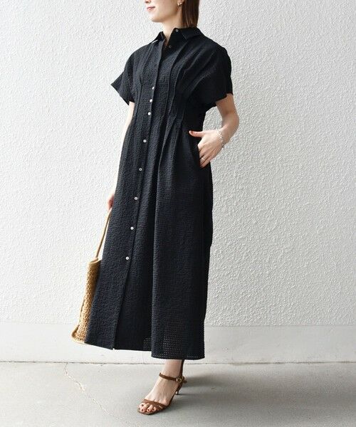 SHIPS / シップス ロング・マキシ丈ワンピース | 《予約》SHIPS any:〈手洗い可能〉サッカー フレンチ スリーブ シャツ ワンピース | 詳細11