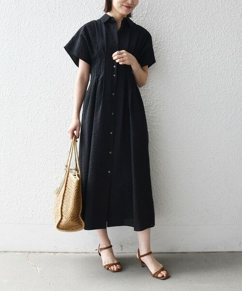 SHIPS / シップス ロング・マキシ丈ワンピース | 《予約》SHIPS any:〈手洗い可能〉サッカー フレンチ スリーブ シャツ ワンピース | 詳細12