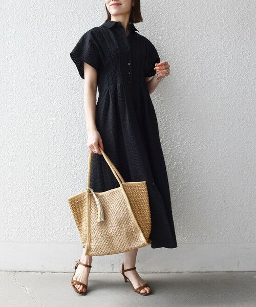 SHIPS / シップス ロング・マキシ丈ワンピース | 《予約》SHIPS any:〈手洗い可能〉サッカー フレンチ スリーブ シャツ ワンピース | 詳細13