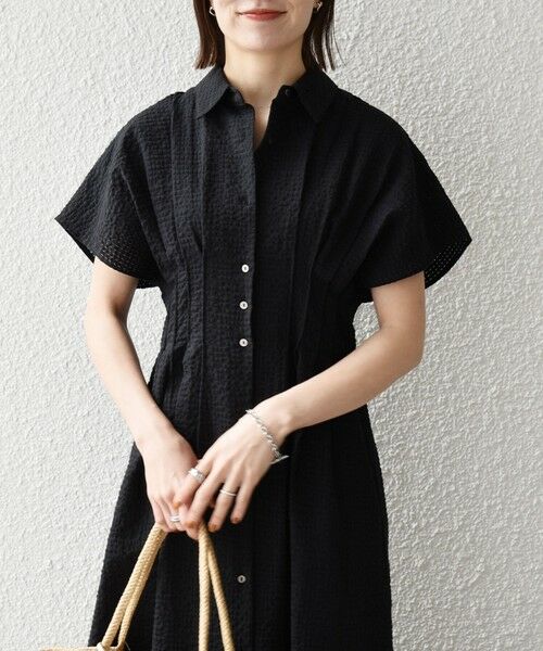 SHIPS / シップス ロング・マキシ丈ワンピース | 《予約》SHIPS any:〈手洗い可能〉サッカー フレンチ スリーブ シャツ ワンピース | 詳細14