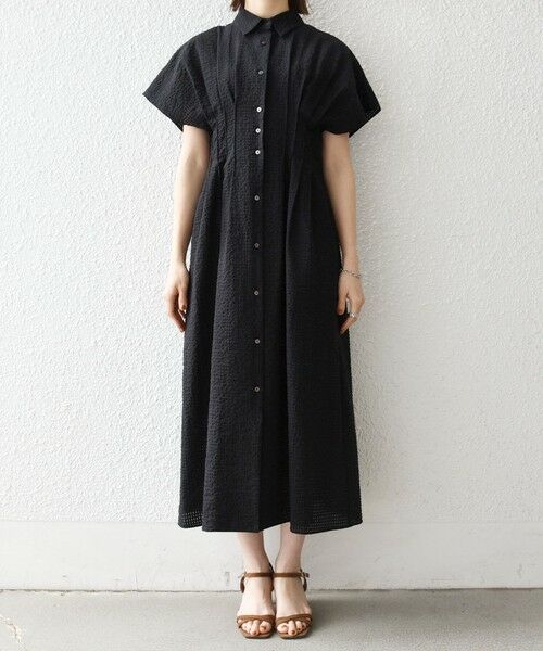 SHIPS / シップス ロング・マキシ丈ワンピース | 《予約》SHIPS any:〈手洗い可能〉サッカー フレンチ スリーブ シャツ ワンピース | 詳細17