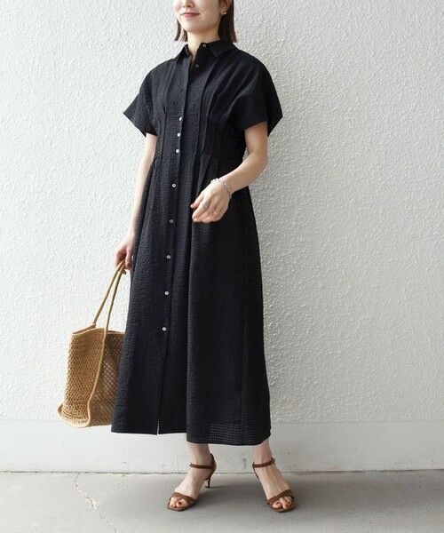 SHIPS / シップス ロング・マキシ丈ワンピース | 《予約》SHIPS any:〈手洗い可能〉サッカー ウエストシェイプ シャツ ワンピース | 詳細22